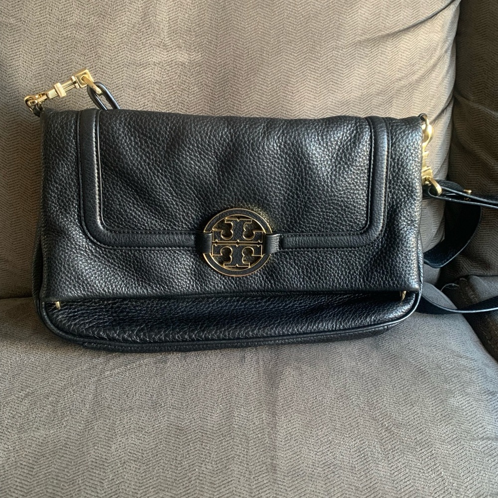 Tory Burch Black Foldover Crossbody Bag